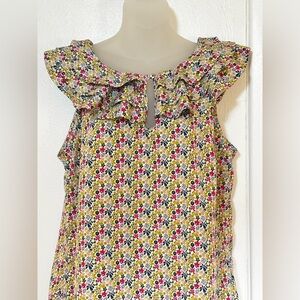 Liberty of London for Target Ruffle Neck Bright Floral Print.Sleeveless SZ Large